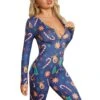 Pyjama Combinaison Sexy Bleue Manches Longues Pour Femmes 1 Pyjama Combinaison Sexy Bleue Manches Longues Pour Femmes -Mode Pyjamas Magasin pyjama combinaison sexy blanche manches longues pour femmes 4