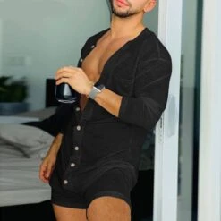 Pyjama Combinaison Short Et Manches Longues Pour Hommes