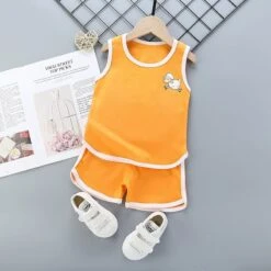 Pyjama D’été Débardeur Et Short Orange En Coton
