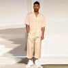 Pyjama D’été Homme Léger Beige Avec Pantalon Et Chemise Manches Courtes -Mode Pyjamas Magasin pyjama d ete homme leger beige avec pantalon et chemise manches courtes 2