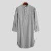 Pyjama été Homme Robe De Nuit Grise En Coton -Mode Pyjamas Magasin pyjama d ete homme robe de nuit grise en coton 2