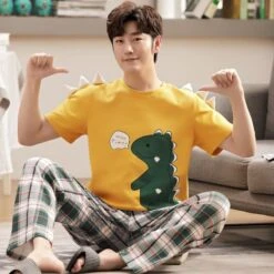 Pyjama D’été Imprimé Dinosaure Pour Homme -Mode Pyjamas Magasin pyjama d ete imprime dinosaure pour homme 2