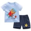 Pyjama D’été T-shirt Et Short Bleu Motif Chat Pour Enfants -Mode Pyjamas Magasin pyjama d ete raye arc en ciel motif chat pour enfants 13