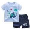 Pyjama D’été En Coton Motif éléphant -Mode Pyjamas Magasin pyjama d ete raye arc en ciel motif chat pour enfants 17