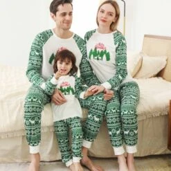 Pyjama De Famille Assorti Pour Noël Vert -Mode Pyjamas Magasin pyjama de famille assorti pour noel vert 3