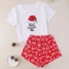 Pyjama De Noel Drôle à Manches Courtes Pour Femmes -Mode Pyjamas Magasin pyjama de noel drole a manches courtes pour femmes 3
