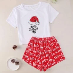 Pyjama De Noel Drôle à Manches Courtes Pour Femmes