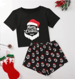 Pyjama De Noel Drôle à Manches Courtes Pour Femmes Noir Merry Christmas 6 Pyjama De Noel Drôle à Manches Courtes Pour Femmes Noir Merry Christmas -Mode Pyjamas Magasin pyjama de noel drole a manches courtes pour femmes noir merry christmas s