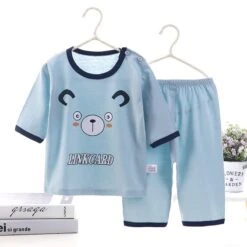 Pyjama D’été Bleu En Coton Pour Enfants