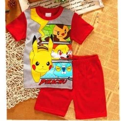 Pyjama Deux Pièce Rouge Motif Pikachu Pokémon