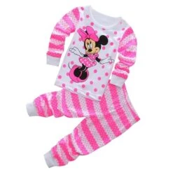 Pyjama Deux Pièces Blanc Rayé Rose Minnie Mouse