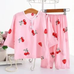 Pyjama En Coton à Manches Mi-longues Motif Fraise Et Cerise