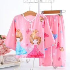 Pyjama Rose En Coton à Motif Princesse Pour Fille