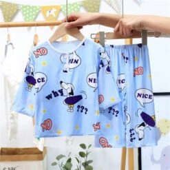 Pyjama D’été Deux Pièces En Coton à Motif Ours Pour Enfant