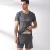 Pyjama Deux Pièces Gris En Coton Pour Hommes -Mode Pyjamas Magasin pyjama deux pieces gris en coton pour hommes