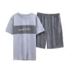 Pyjama Deux Pièces Manches Courtes Gris Pour Hommes -Mode Pyjamas Magasin pyjama deux pieces manches courtes gris pour hommes