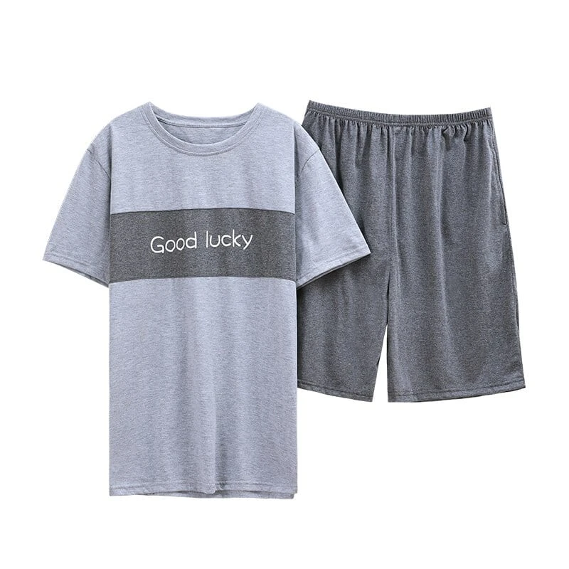Pyjama Deux Pièces Manches Courtes Gris Pour Hommes 3 Pyjama Deux Pièces Manches Courtes Gris Pour Hommes