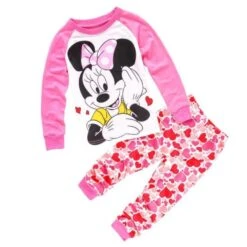 Pyjama Deux Pièces Rose Blanc à Motif Minnie Mouse