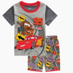 Pyjama Deux Pièces Gris En Coton Motif Cars