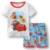 Pyjama T-shirt Blanc Et Short Bleu Motif Cars 1 Pyjama T-shirt Blanc Et Short Bleu Motif Cars -Mode Pyjamas Magasin pyjama deux pieces spiderman en coton 20