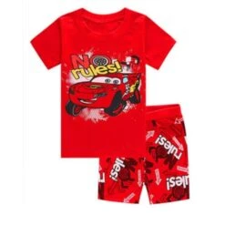 Pyjama D’été Rouge Motif Cars En Coton Pour Garçons