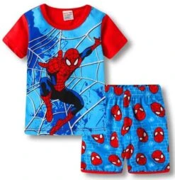 Pyjama Bleu Motif Spiderman Deux Pièces En Coton