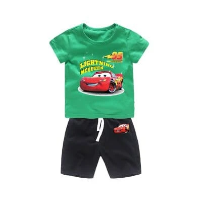 Pyjama Deux Pièces T-shirt Vert Et Short Noir Motif Cars 3 Pyjama Deux Pièces T-shirt Vert Et Short Noir Motif Cars