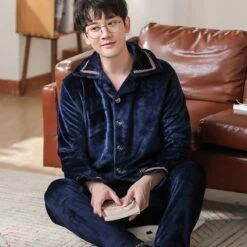 Pyjama En Flanelle Pour Homme Uni -Mode Pyjamas Magasin pyjama en polyester pour homme motif ligne 18