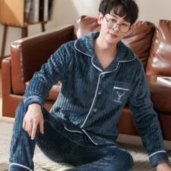 Pyjama En Polyester Pour Homme Motif Ligné -Mode Pyjamas Magasin pyjama en polyester pour homme motif ligne vert xxxl