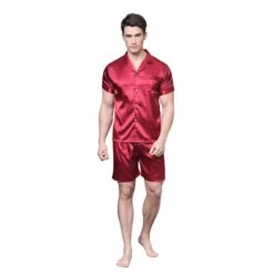 Pyjama En Satin Pour Homme été -Mode Pyjamas Magasin pyjama en satin pour homme ete rouge m