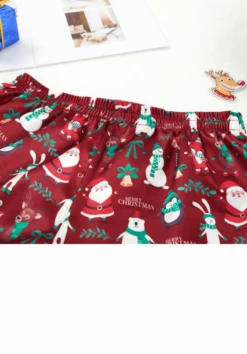 Pyjama En Satin Rouge à Manches Courtes Pour Femme -Mode Pyjamas Magasin pyjama en satin rouge a manches courtes pour femme 4