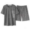 Pyjama Gris En Coton à Manches Courtes Pour Hommes -Mode Pyjamas Magasin pyjama gris en coton a manches courtes pour hommes