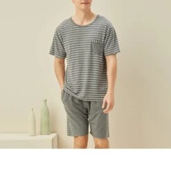 Pyjama Homme Deux Pièces Rayé Et Tricoté -Mode Pyjamas Magasin pyjama homme deux pieces raye et tricote 4