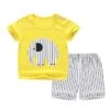 Pyjama Deux Pièces T-shirt Motif éléphant Et Short En Coton -Mode Pyjamas Magasin pyjama jaune raye blanc en coton a manches courtes 6