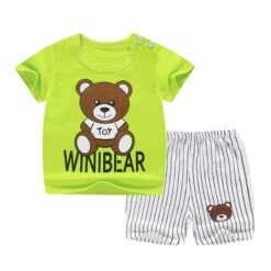 Pyjama Deux Pièces T-shirt Et Short Motif Ours En Coton