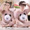 Pyjama En Flanelle à Manches Longues Avec Imprimé Panda Pour Enfant