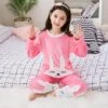Pyjama Rose En Flanelle Avec Imprimé Lapin Pour Fille -Mode Pyjamas Magasin pyjama marron en flanelle polaire pour enfant 3