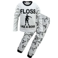 Pyjama Blanc Avec Inscription « Floss Like A Boss»