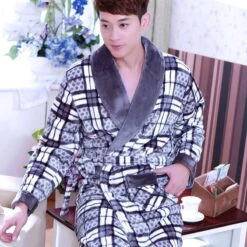 Pyjama Peignoir à Carreaux En Flanelle Pour Homme