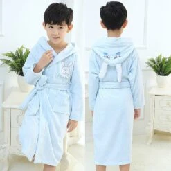 Pyjama Peignoir Lapin Bleu En Coton Pour Enfants