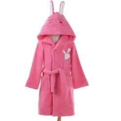 Pyjama Peignoir Lapin Rose Rouge En Coton Pour Fille