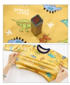 Pyjama Polaire Chaud Avec Motif De Dinosaure Pour Garçon -Mode Pyjamas Magasin pyjama polaire chaud avec motif de dinosaure pour garcon 4