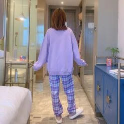 Pyjama Porcinet Avec Pantalon à Carreaux Pour Femme -Mode Pyjamas Magasin pyjama porcinet avec pantalon a carreaux pour femme 3