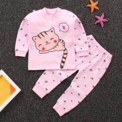 Pyjama Deux Pièces En Coton Motif Chat Pour Fille