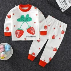 Pyjama En Coton Motif Fraise Pour Enfants