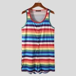 Pyjama Rayé En Combinaison Avec Col Rond Pour Homme -Mode Pyjamas Magasin pyjama raye en combinaison avec col rond pour homme 3