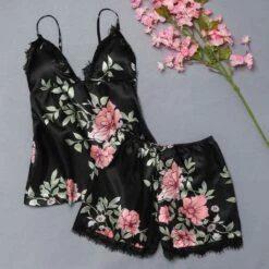 Pyjama Sexy à Motif Fleuri