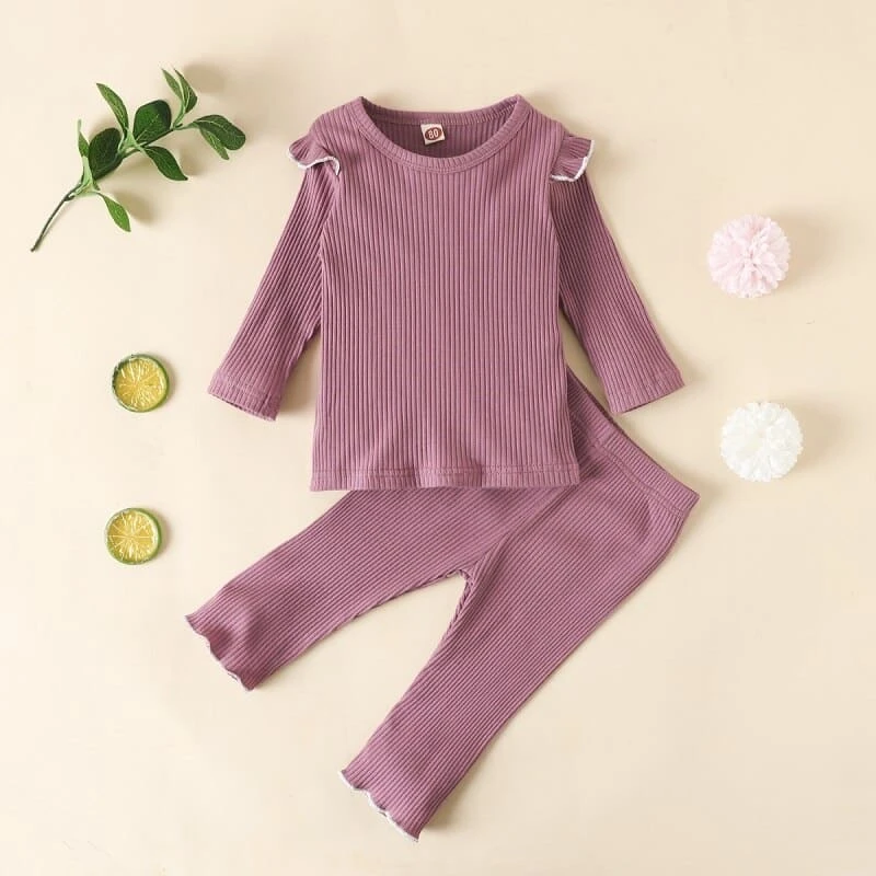 Pyjama Simple En Coton Pour Petites Filles 4 Pyjama Simple En Coton Pour Petites Filles – Image 2