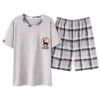 Pyjama T-shirt Et Short à Carreaux En Coton Pour Hommes -Mode Pyjamas Magasin pyjama t shirt et short a carreaux en coton pour hommes