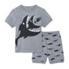 Pyjama T-shirt Et Short Gris à Motif Requin Pour Garçon -Mode Pyjamas Magasin pyjama t shirt et short a motif moto pour garcon 11